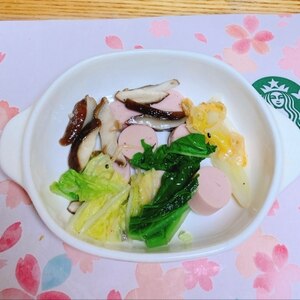 冷凍野菜と魚肉ソーセージのバター炒めꕤ୭*
